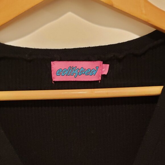 Edikted Jazlyn Long Sleeve Black Ribbed Sweater Dress Size Large - Picture 8 of 15